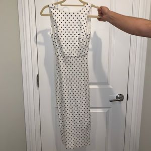 Polka Dot Navy and White, Low Back Dress